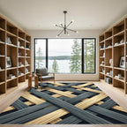 Gray Flax Interwoven Lattice Rug