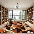 Optical Illusion Staircase Orange Black Rug