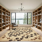 Earthy Brown Paw Print Spiral Rug
