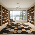Earth Tones Hexagon Mosaic Rug