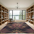 Celestial Gold Radiant Sunburst Rosette Rug
