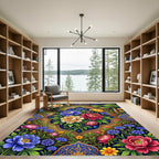Vibrant Floral Garden Medallion Rug
