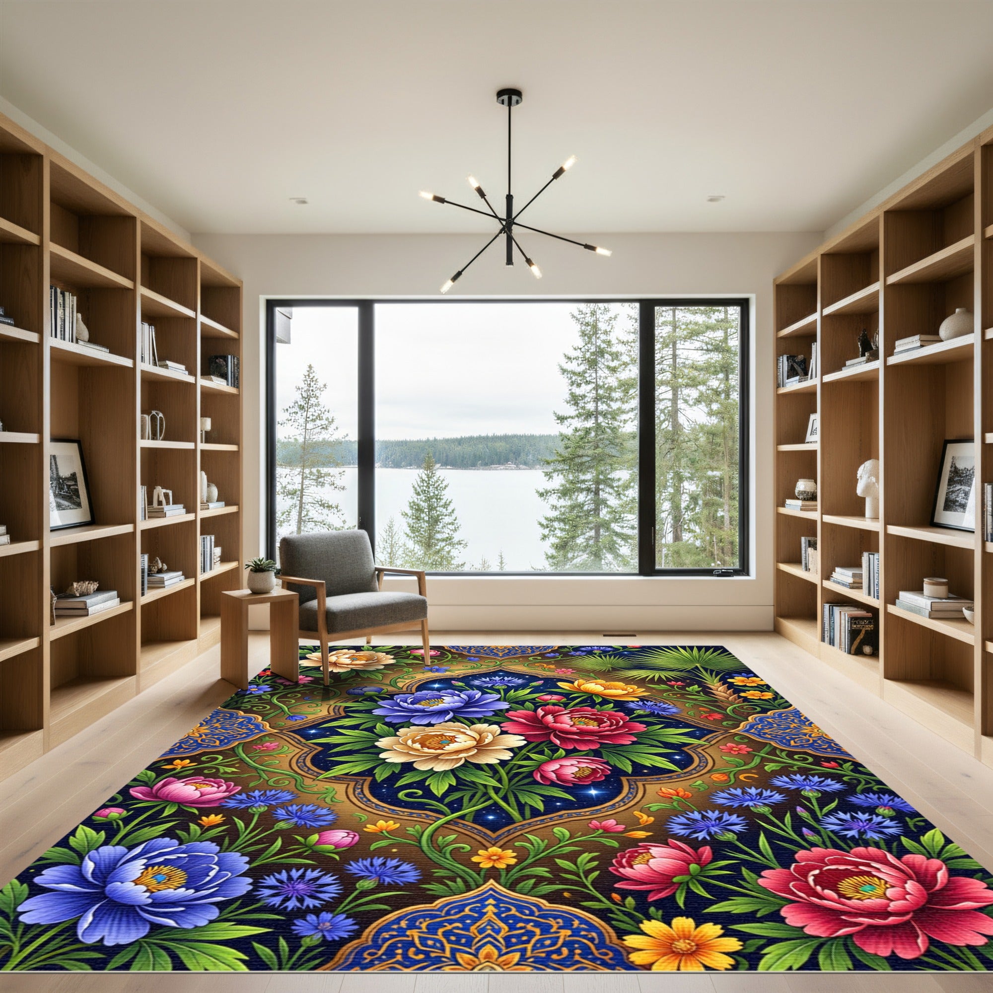 Vibrant Floral Garden Medallion Rug
