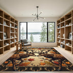Majestic Autumn Stags and Maple Leaves Rug