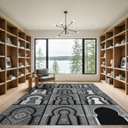 Monochromatic Arch Keyhole Medallion Rug
