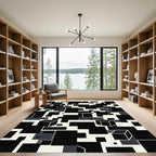 Monochrome 3D Cubes Geometric Collage Rug