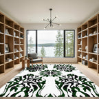 Abstract Emerald Black White Symmetry Rug