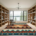 Sunset Mountain Peaks Geometric Southwest Rug