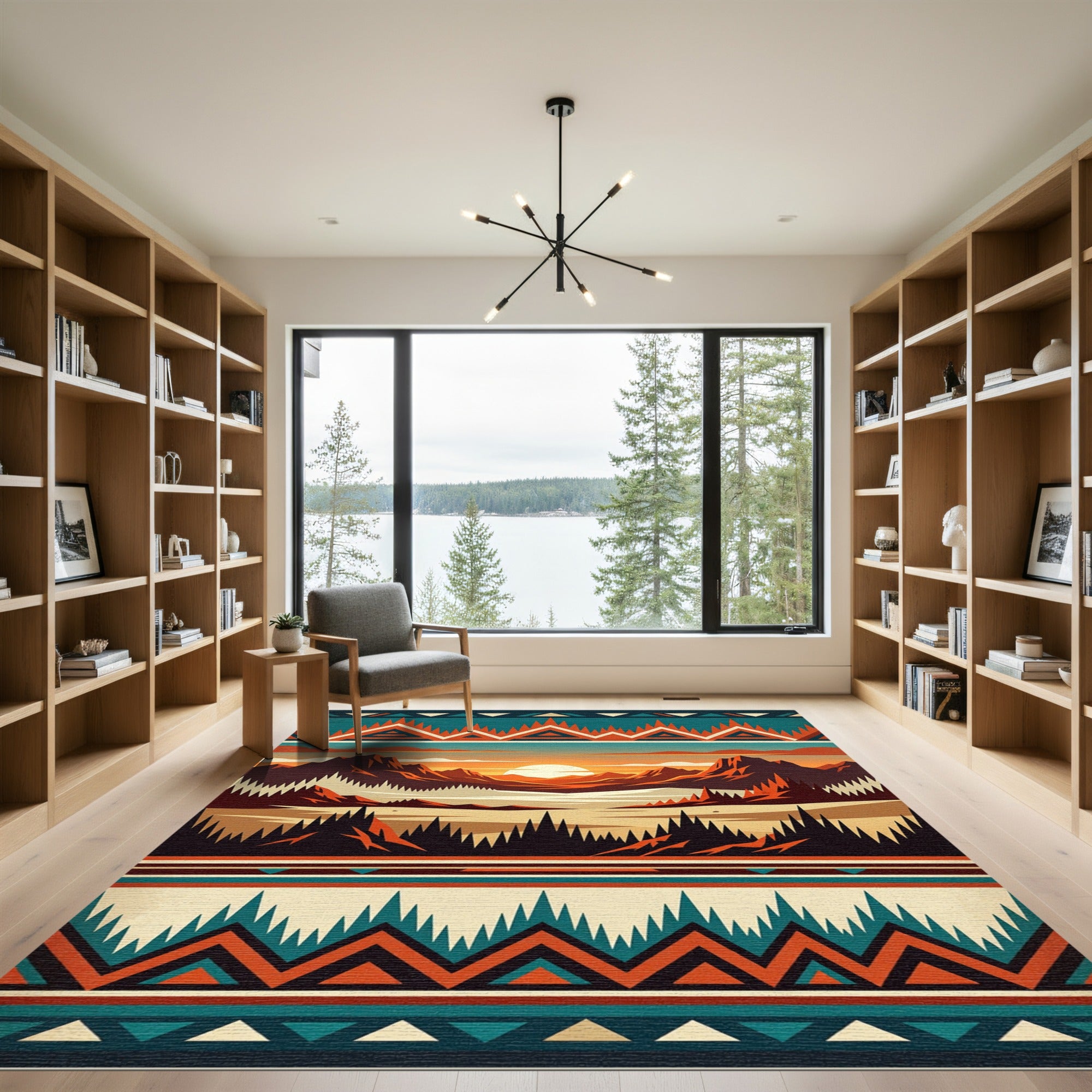 Sunset Mountain Peaks Geometric Southwest Rug