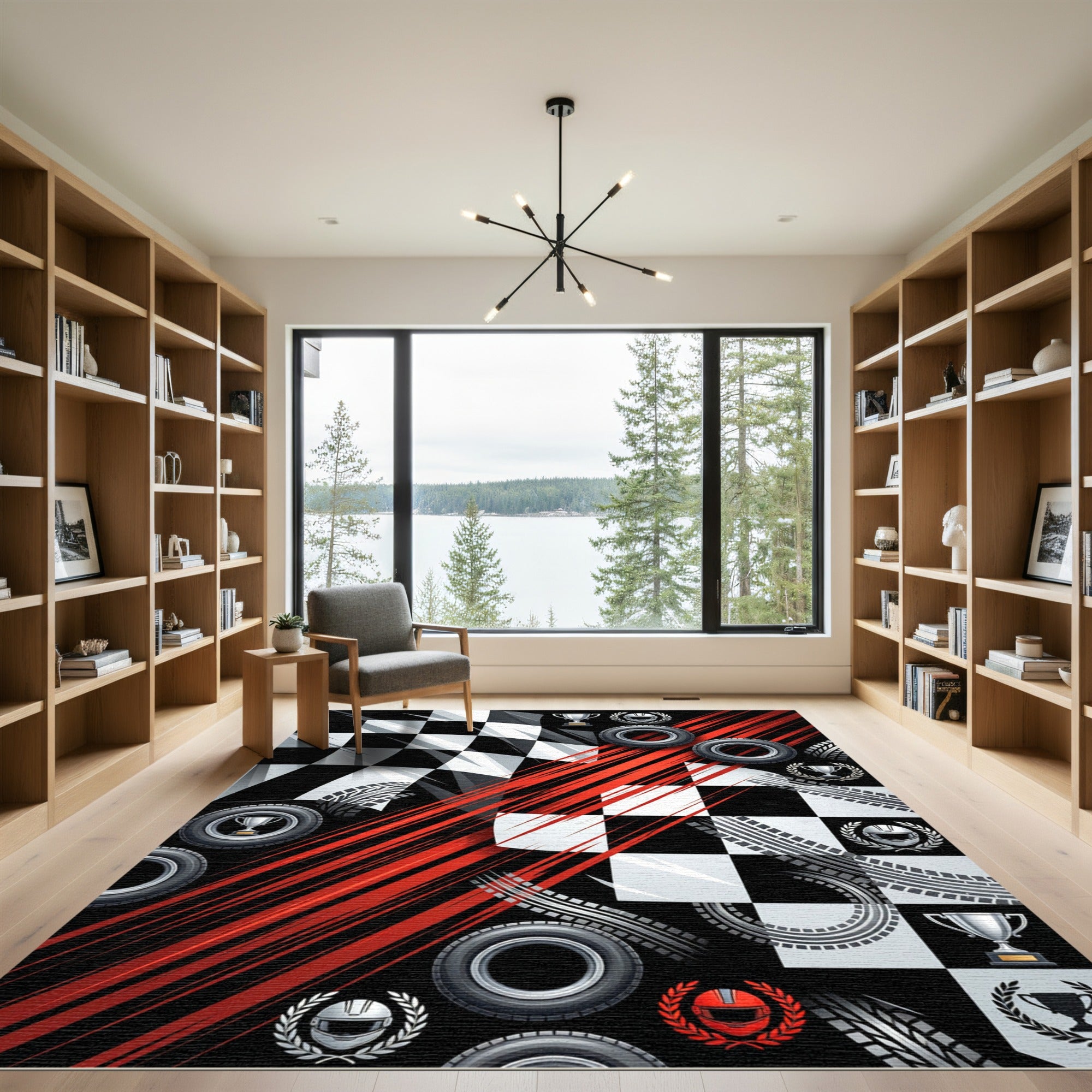 Dynamic Checkered Racing Flag Speed Rug