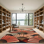 Coral Gold Art Deco Fan Collage Rug