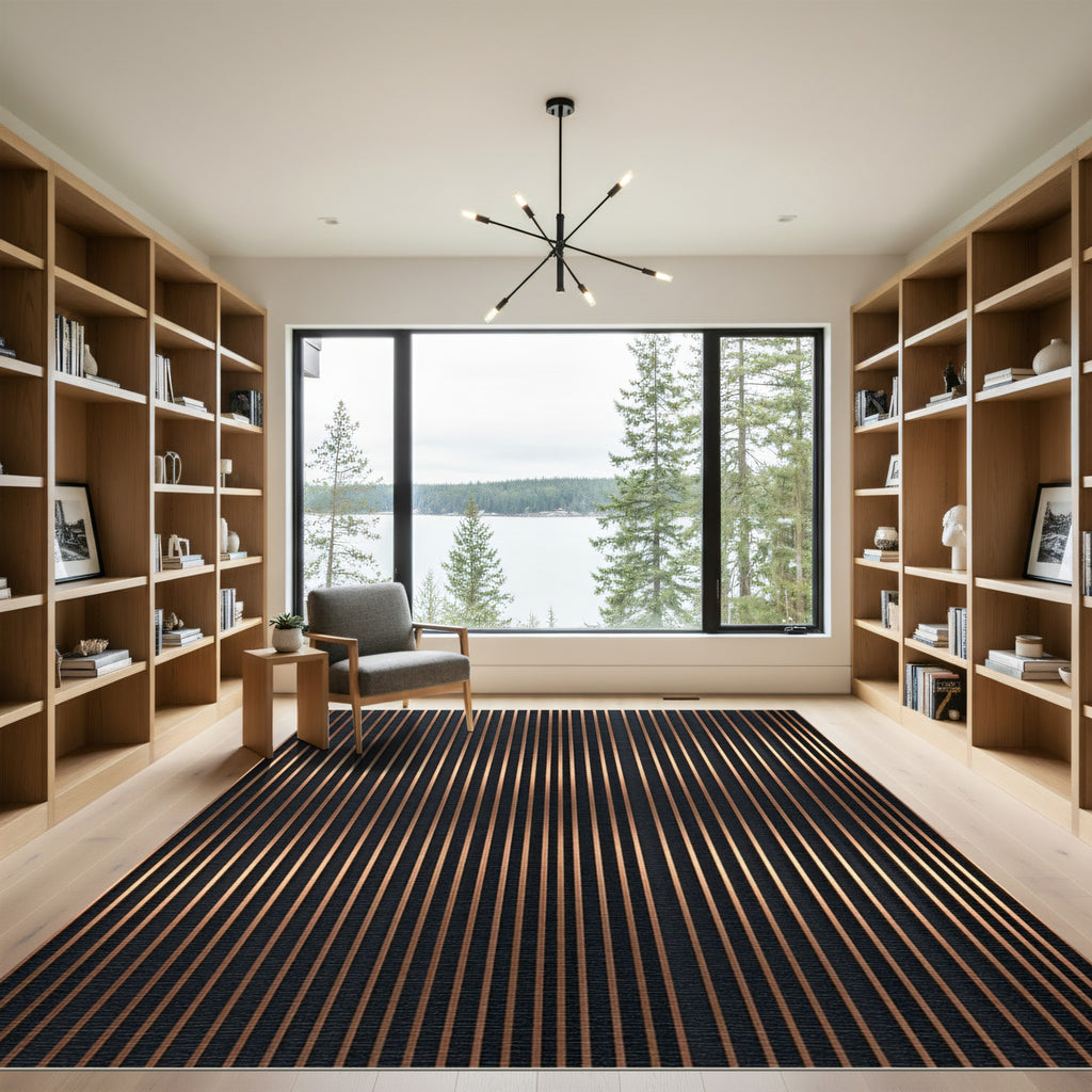 Earthy Copper Vertical Stripe Rug