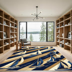 Navy and Gold Sailing Yacht Stripe Rug