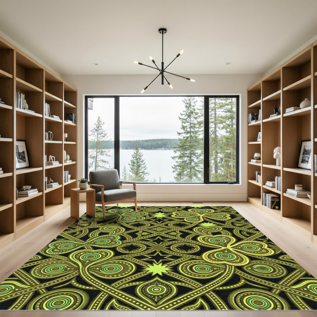 Green Shamrock Interlaced Celtic Art Rug