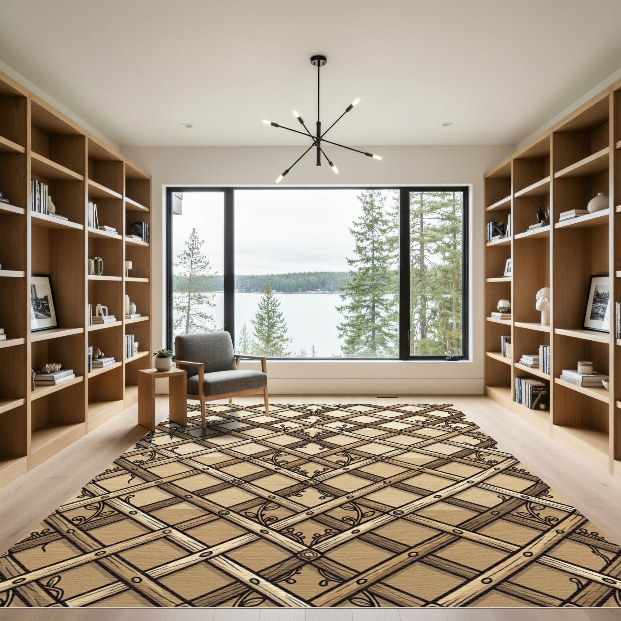 Earth Tone Trellis Botanical Lattice Rug