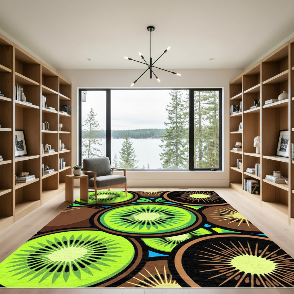 Vibrant Tropical Kiwi Fruit Illustration Rug