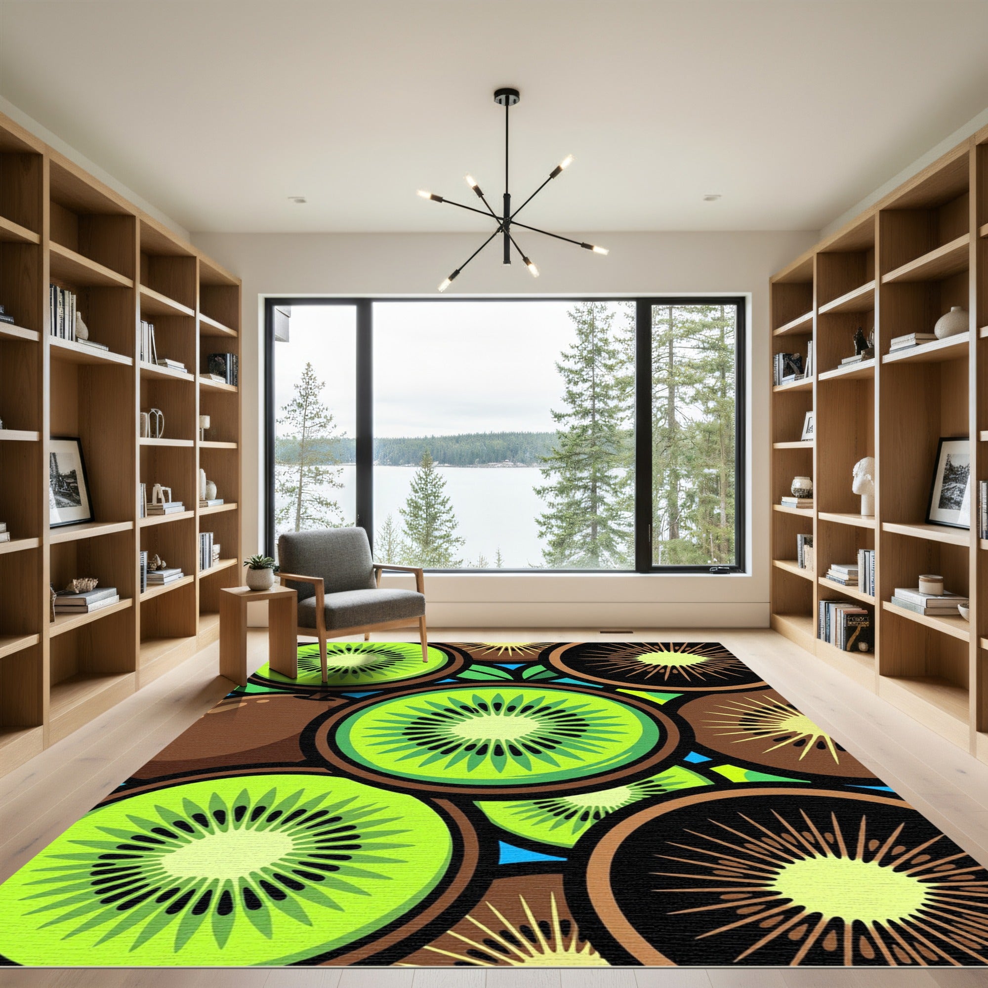Vibrant Tropical Kiwi Fruit Illustration Rug