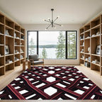 Deep Crimson Interlocking Lattice Weave Rug