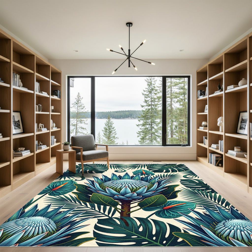 Blue Protea Tropical Foliage Delight Rug