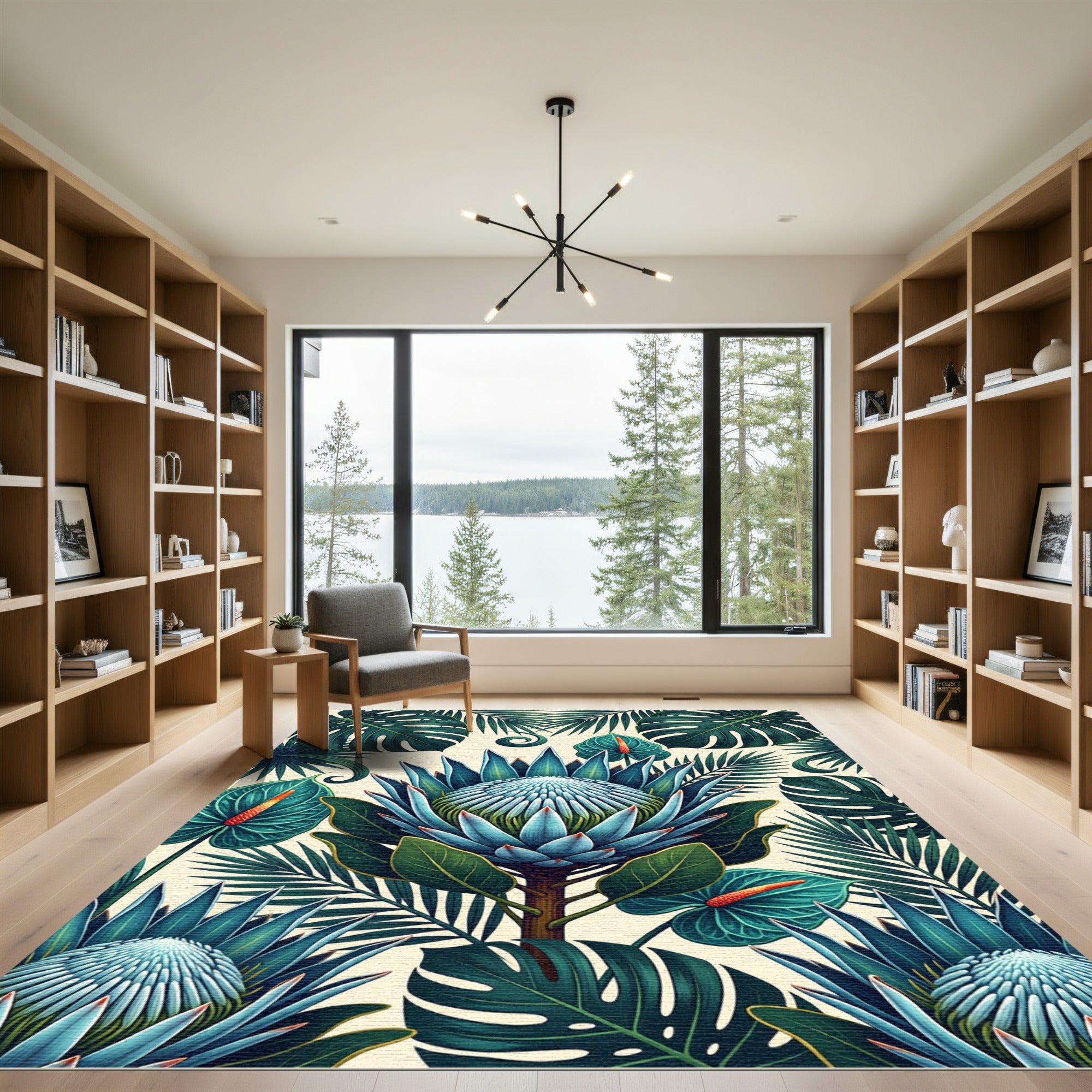 Blue Protea Tropical Foliage Delight Rug