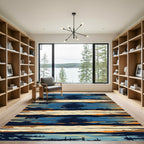 Abstract Nautical Sunset Striped Ocean Rug