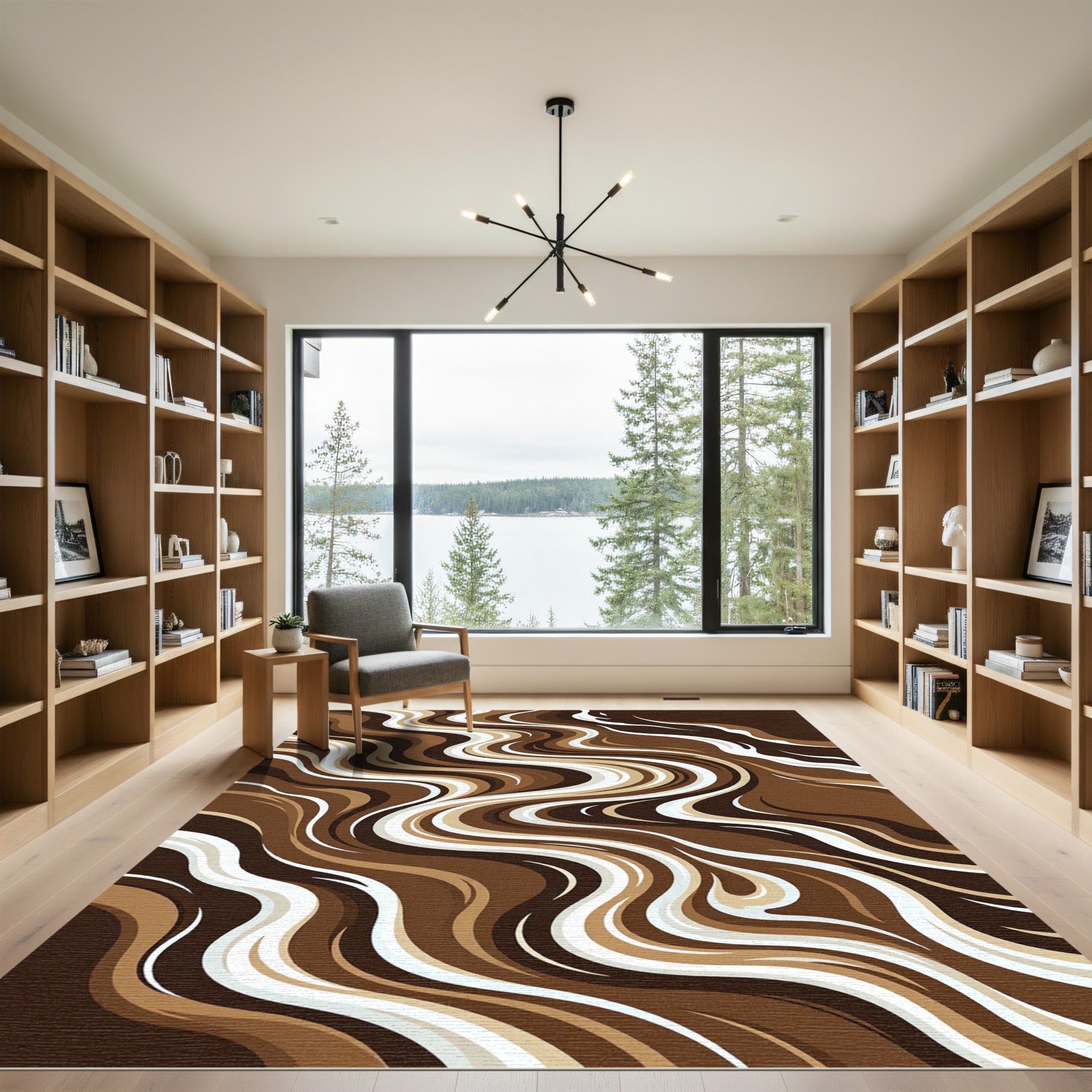 Chocolate Swirl Abstract Contemporary Rug