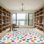 Vibrant Multicolored Polka Dot Celebration Rug