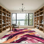 Crimson Peach Splash Brush strokes Rug