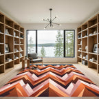 Geometric Chevron Orange Peak Landscape Rug