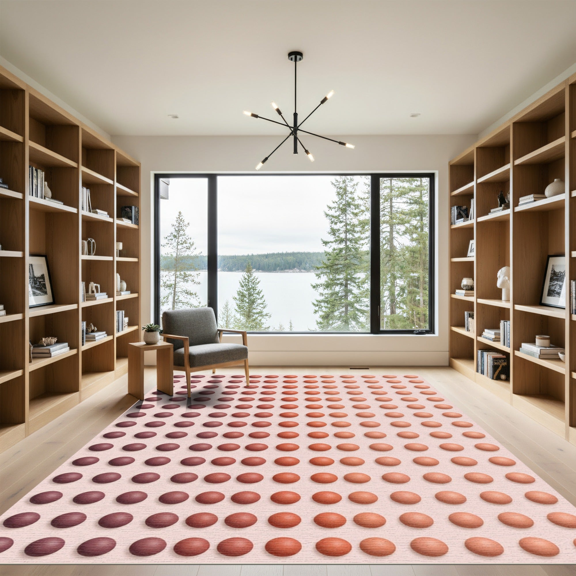Crimson Orange Gradation Orbs Rug