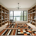 Earthy Geometric Block Striped Accent Rug