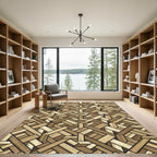 Woven Natural Wood Grain Geometric Interlace Rug