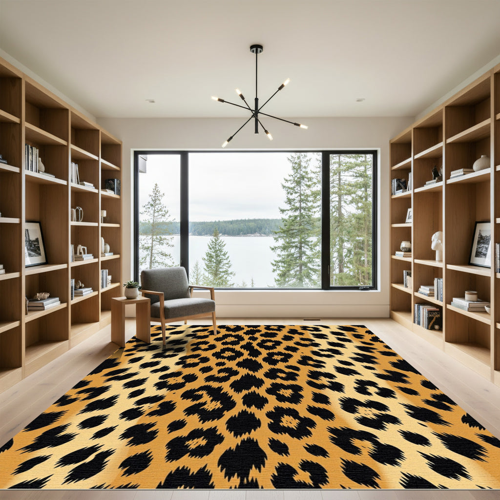 Golden Orange Black Feline Spots Rug