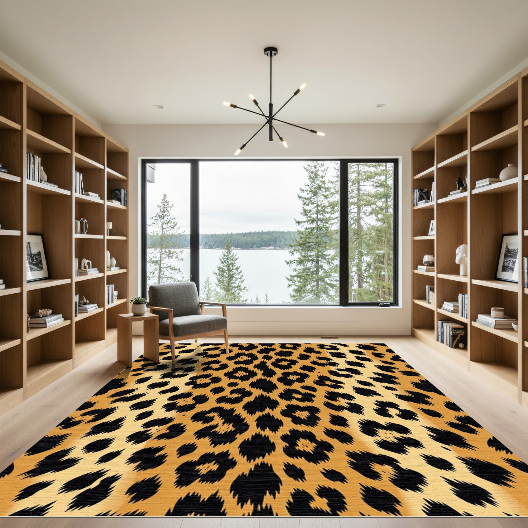 Golden Orange Black Feline Spots Rug
