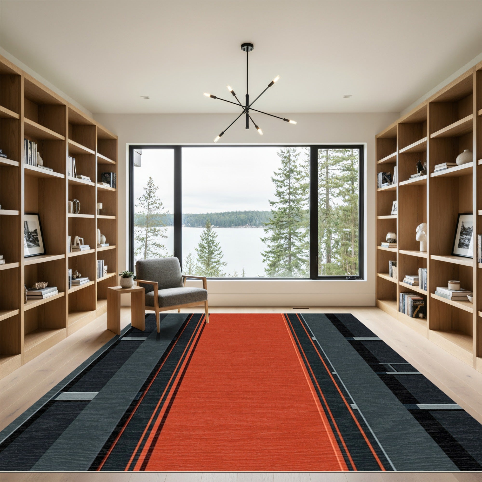 Bold Orange Dark Gray Stripe Rug
