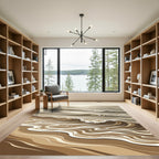 Sandy Brown Abstract Ocean Waves Rug