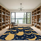 Golden Ochre Black Cat Head Tile Rug