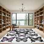 Whimsical Lavender Butterfly Garden Composition Rug