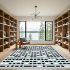 Monochrome Geometric Dot Dash Rug