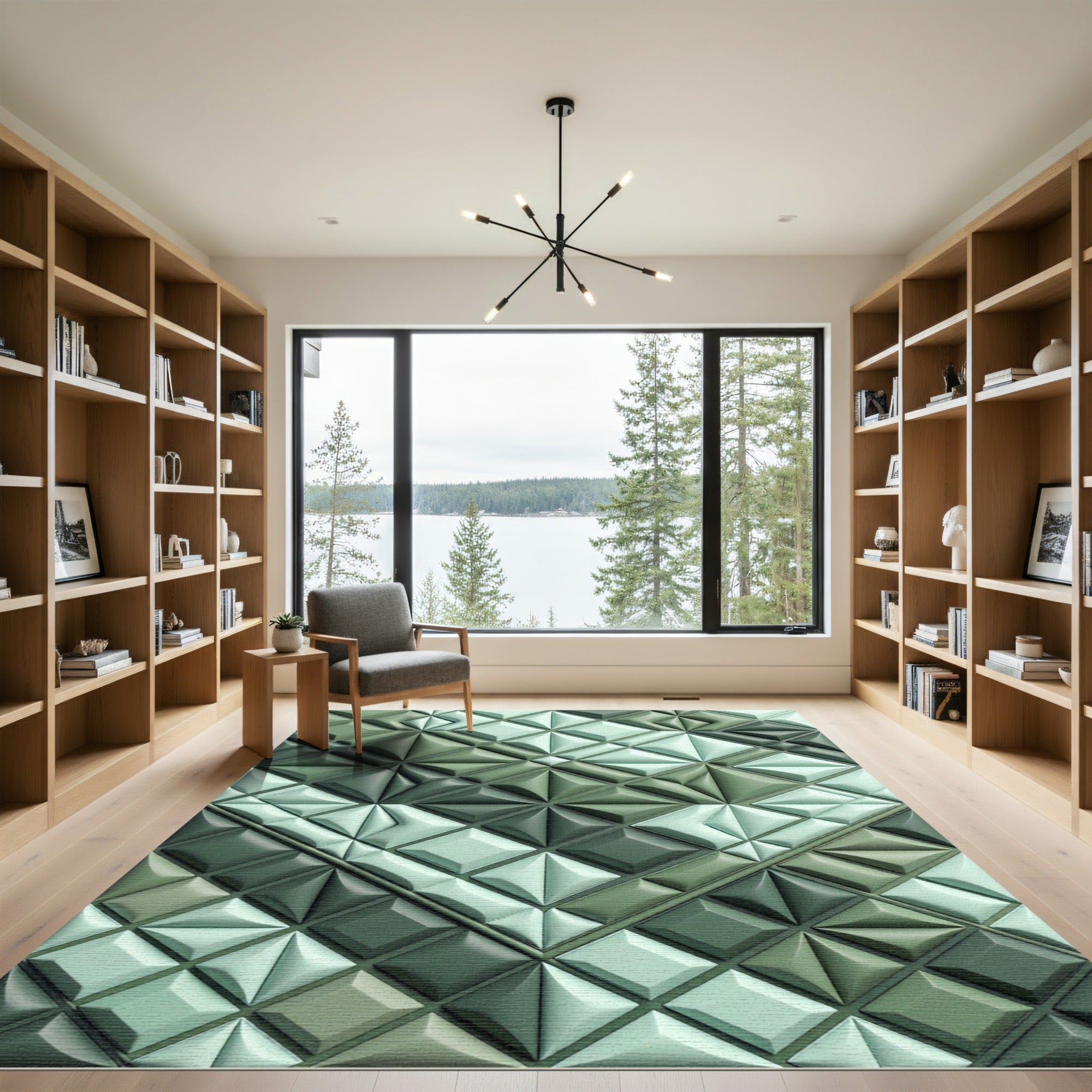 Sage Geometric Quilted Diamond Mosaic Rug