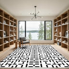 Monochrome Dash Maze Grid Rug