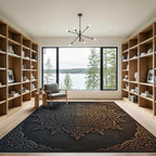 Ornate Bronze Metallic Filigree Medallion Rug