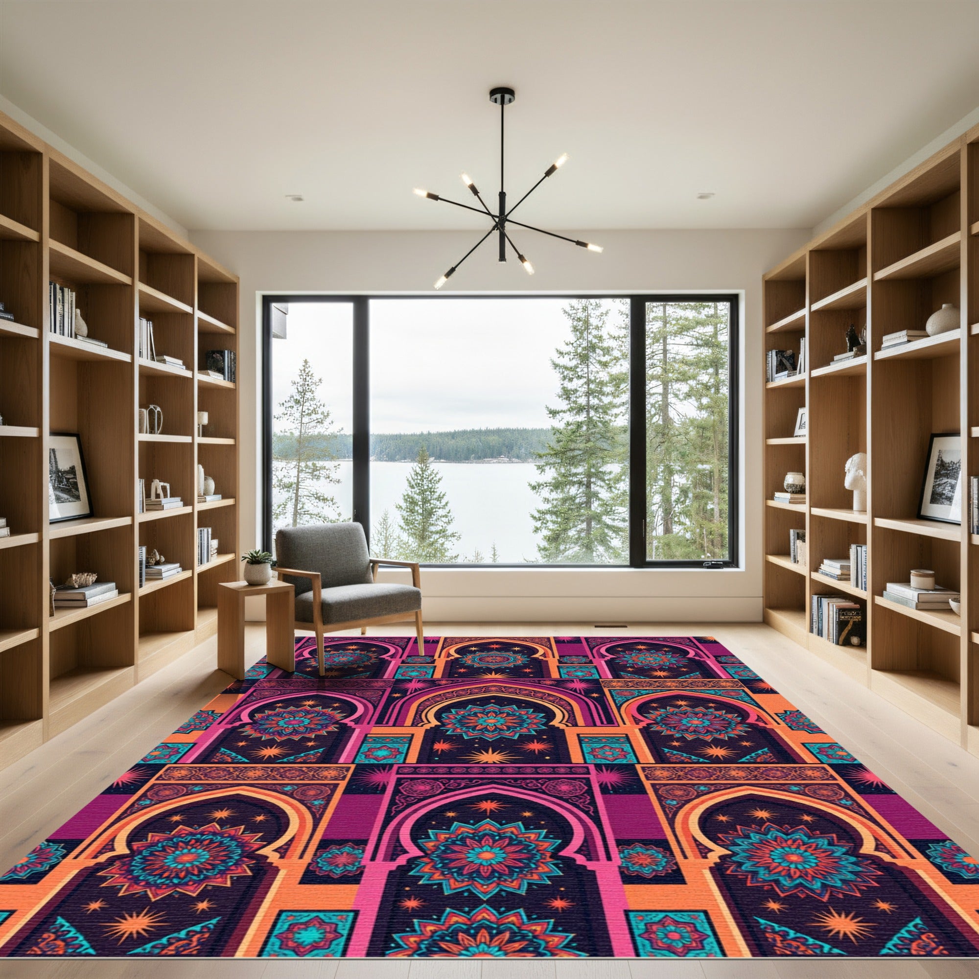 Vibrant Arch Mandala Geometric Medallion Rug