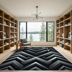 Monochromatic Metallic Arrow Chevron Rug