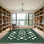 Emerald Interwoven Geometric Lattice Rug