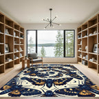Celestial Midnight Moth Lunar Art Rug