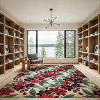 Crimson Cherry Blossom Branches Rug