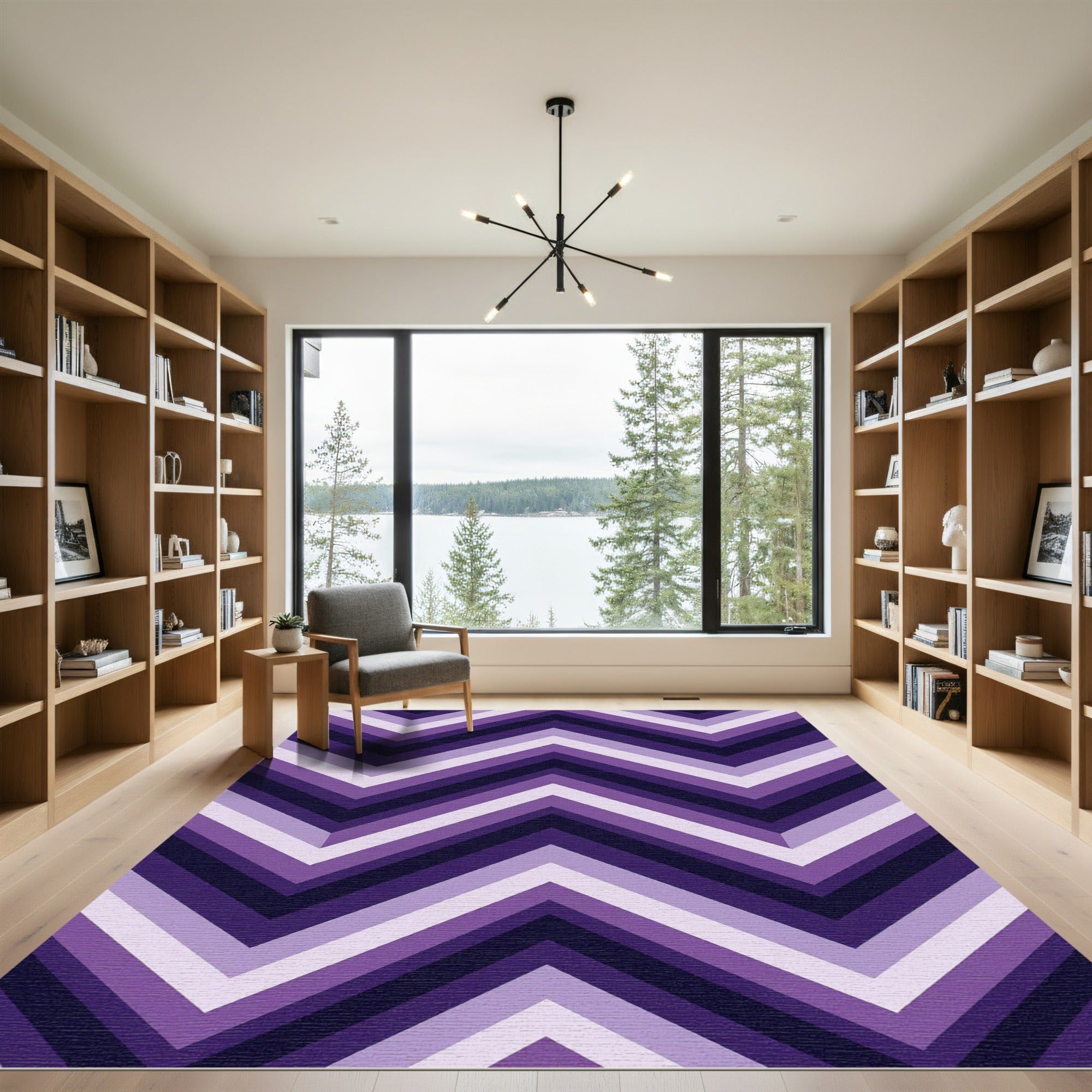 Deep Purple Chevron Stripe Rug