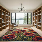 Dramatic Red Poppy Field Abstraction Rug