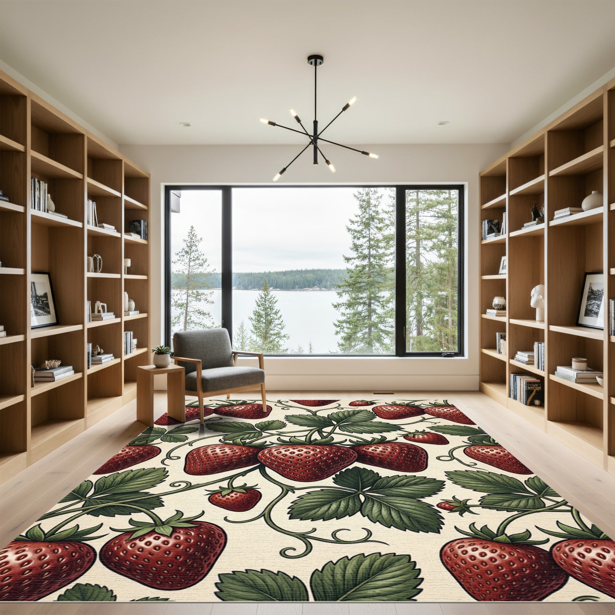 Vintage Berry Vine Botanical Illustration Rug